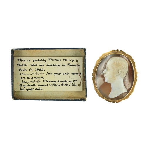 850 - A 19th Century oval carved Cameo Profile Portrait, according to a note attached, it is a Portrait of... 