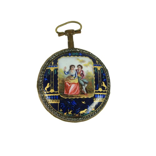 871 - A fine quality yellow gold and enamel open face, key winding, round shaped 