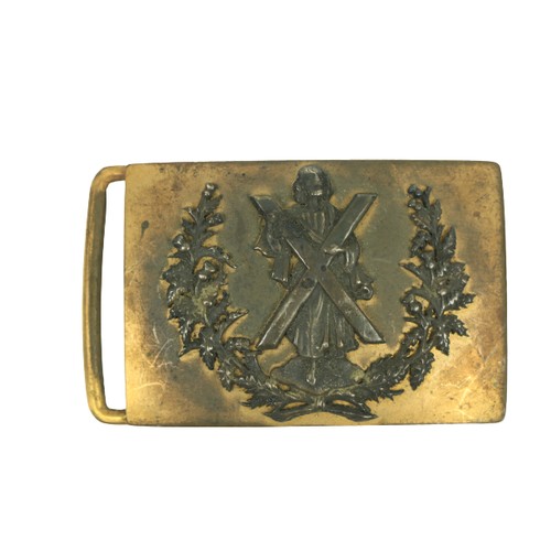 911 - A Victorian Officer's Waist Belt Buckle, for the Cameron Highlanders, comprising a gilt brass rectan... 