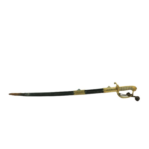 921 - A very good Victorian Naval Officer's 1827 pattern Sword, with double fuller single edged blade 31 1... 