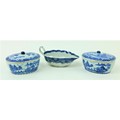 A pair of Qianlong oval Chinese blue and white Sauce Tureens and Covers, decorated with figures in r... 