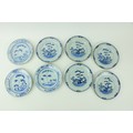 A set of 8 Chinese blue and white porcelain Plates, 18th Century, decorated with bamboo trees 9
