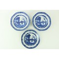 A good set of 12 - 18th Century Chinese blue and white octagonal Plates, each with figures on a balc... 