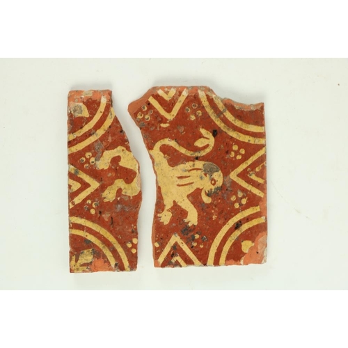 129 - A rare collection of 11 matching Medieval Floor Tiles, each approx. 16cms (6