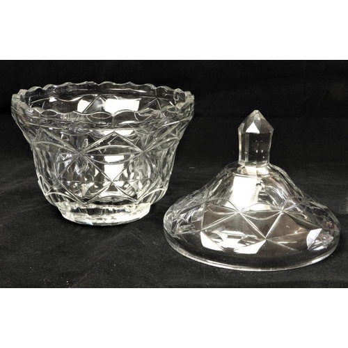 143 - An 18th Century Irish, possibly Waterford, cutglass Bowl, and cover with domed lid and pointed handl... 