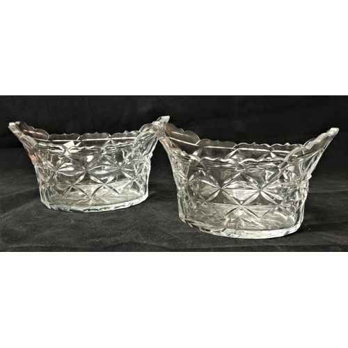 147 - An important pair of 18th Century Irish, possibly Waterford, cutglass oval or boat shaped Bowls, wit... 