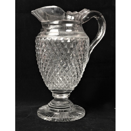 149 - A very fine late 18th Century Waterford cutglass Water Jug, of pineapple cut design on circular base... 