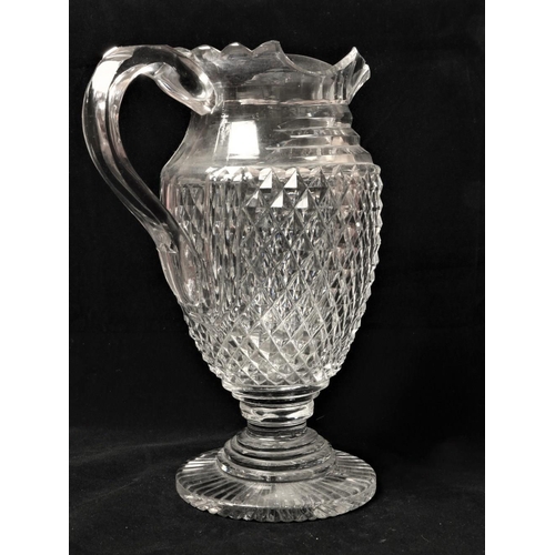 149 - A very fine late 18th Century Waterford cutglass Water Jug, of pineapple cut design on circular base... 