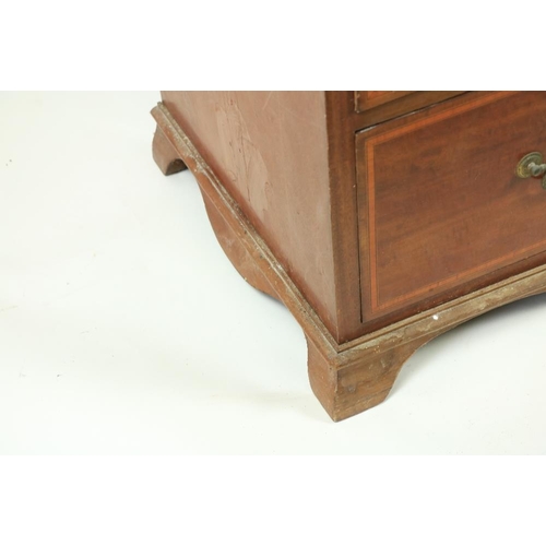 169 - An Edwardian mahogany and satinwood banded Chest, with three long and two short drawers on bracket f... 