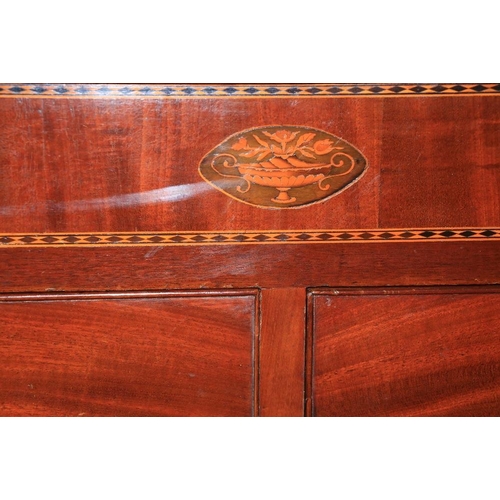 186 - A good 19th Century mahogany Chest of drawers with inlaid frieze and pilasters around four long and ... 