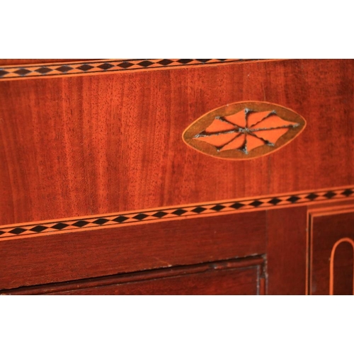 186 - A good 19th Century mahogany Chest of drawers with inlaid frieze and pilasters around four long and ... 