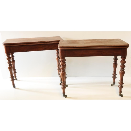 216 - A fine pair of Irish early Victorian mahogany Campaign fold-over Card Tables, by 