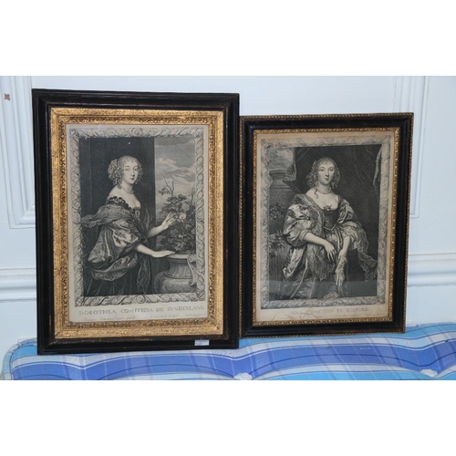 226 - After Sir Joshua Reynolds & Anthony Van Dyck  A large collection of miscellaneous Portrait Print... 