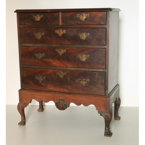 301 - A fine quality early Irish Georgian mahogany Chest on Stand, the moulded top over two short and thre... 