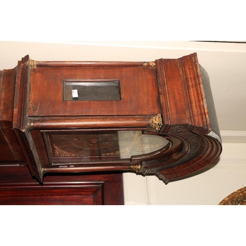 344 - A good quality 18th Century walnut Longcase Clock, with arched blind fret work hood over a brass and... 