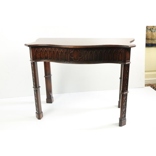 407 - An attractive pair of mahogany Side Tables, attributed to Hicks of Dublin, in the Gothic manner, the... 