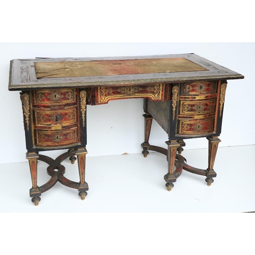 434 - An important Louis XIV period Bureau Mazzerin, in the manner of Andre Charles Boulle, in red tortois... 