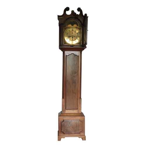 551 - An Irish George III period mahogany Longcase Clock, the brass dial with Roman and Arabic numerals, t... 