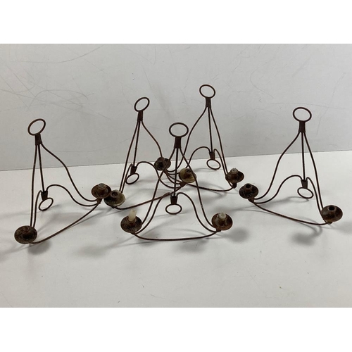 619 - A set of five - two branch 19th Century wrought iron Wall Candle Sconces, each approx. 18