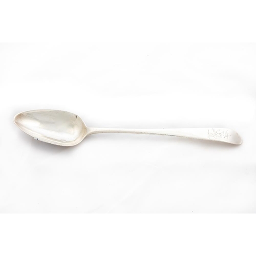 736 - An Irish George III crested silver Basting Spoon, Dublin 1819, 109grs. (1)