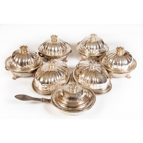 749 - An important set of early 19th Century Sheffield silver plated and crested Serving Service, comprisi... 