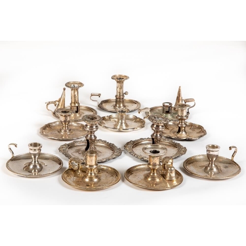 752 - Four pairs of silver plated Chamber Candlesticks, and four others (as is) (12)