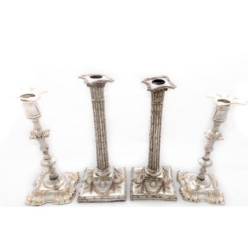 765 -  A pair of George II style silver plated Candlesticks, 10