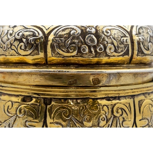 784 - A rare German silver gilt Tankard, engraved, probably Augsburg, early 17th Century, control mark 12.... 