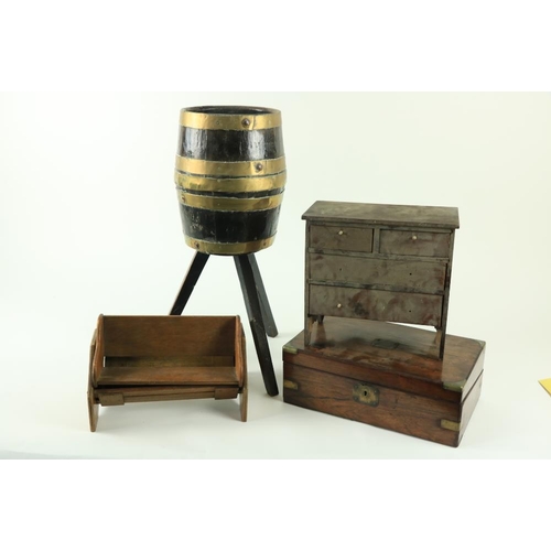 807 - A 19th Century brass bound barrel shaped Planter, on three square tapering legs, together with a min... 