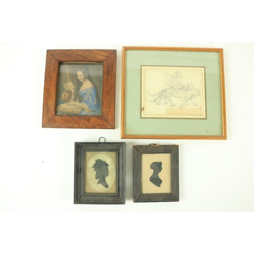 839 - Two 19th Century Silhouette Profile Portrait Miniatures, one Lady Frances St. Lawrence, married the ... 