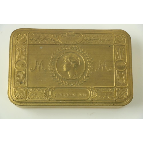 845 - Two Princess Mary brass Christmas Box Wishes 1914 & 1915, with cards, a Swiss Travelling Pocket ... 