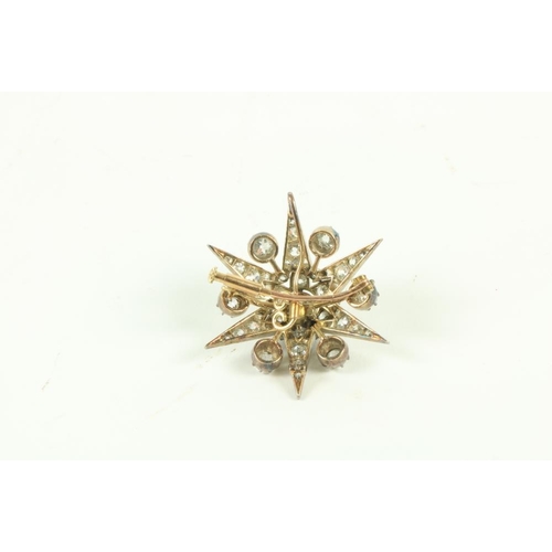 862 - A fine quality star Brooch, mounted on silver and gold, set with 55 round old cut diamonds (total ca... 