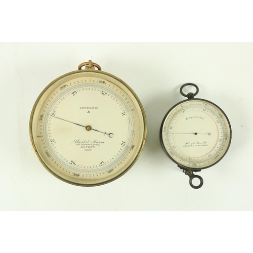 872 - A good quality circular brass cased Surveyors Aneroid Barometer, by Short & Mason, Hatton Garden... 