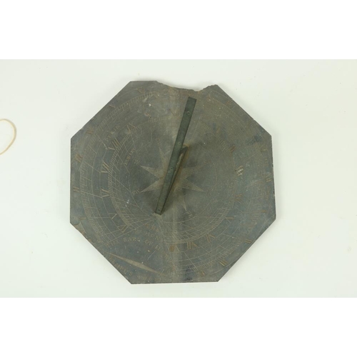 873 - A late 18th Century / early 19th Century slate octagonal Sundial, commissioned for Howth Castle, by ... 