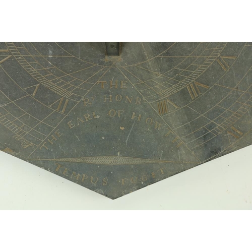 873 - A late 18th Century / early 19th Century slate octagonal Sundial, commissioned for Howth Castle, by ... 