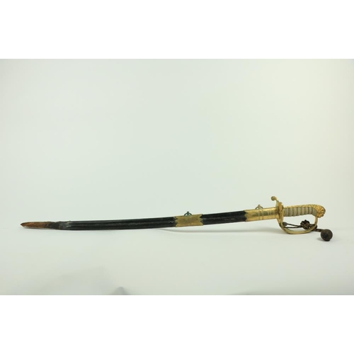 921 - A very good Victorian Naval Officer's 1827 pattern Sword, with double fuller single edged blade 31 1... 