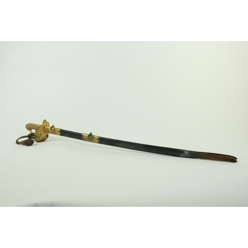 921 - A very good Victorian Naval Officer's 1827 pattern Sword, with double fuller single edged blade 31 1... 