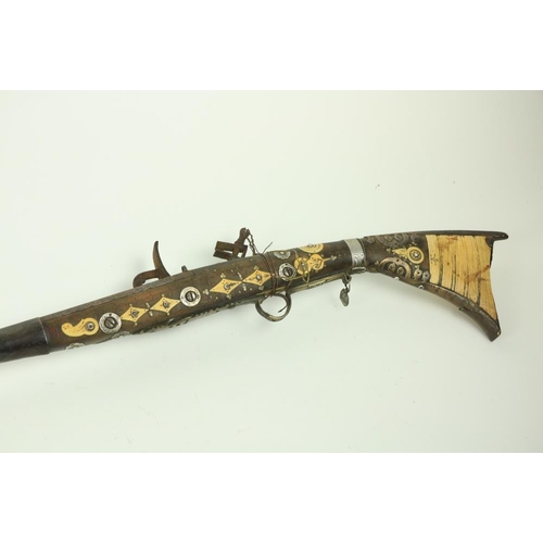 934 - A good late 18th Century silver mounted North African Kabyle, snaphaunce Musket, with three-quarter ... 