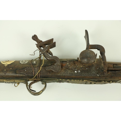 934 - A good late 18th Century silver mounted North African Kabyle, snaphaunce Musket, with three-quarter ... 