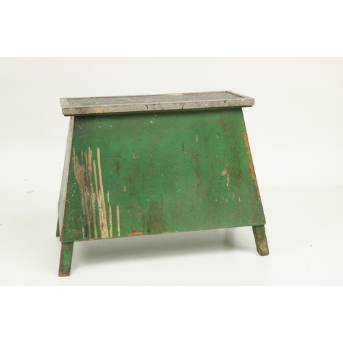 970 - A green painted aluminium mounted wooden Horse Mounting Box, with drawer and cupboard, inscribed 