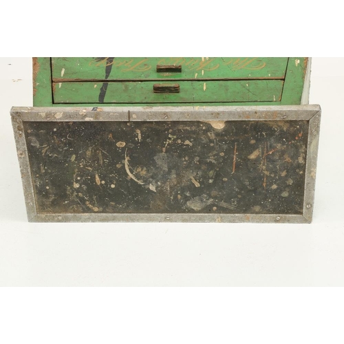 970 - A green painted aluminium mounted wooden Horse Mounting Box, with drawer and cupboard, inscribed 