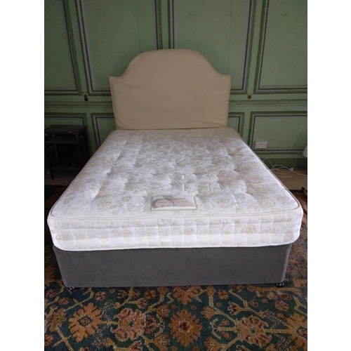 280 - A 5' double Divan Mattress, by Gleneagle bedding, in damask fabric on associated base, as a bed, w.a... 