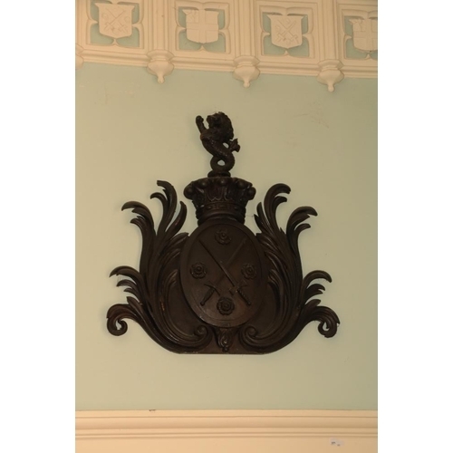 573 - A large late 18th Century carved oak Armorial, that of the Earls of Howth, crested with the maritime... 