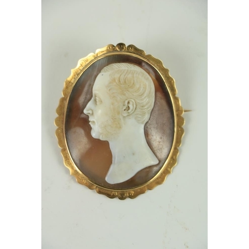 850 - A 19th Century oval carved Cameo Profile Portrait, according to a note attached, it is a Portrait of... 