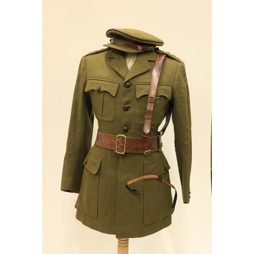 954 - Two green Khaki British Army Uniforms, by Peal & Co., London, early to mid - 20th Century; three... 