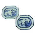 A pair of 18th Century Chinese blue and white Nankin Serving Bowls, each of rectangular form with ca... 