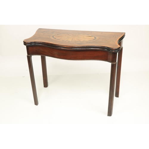 312 - A fine Irish George III period serpentine shaped inlaid mahogany fold-over Card Table, in the manner... 