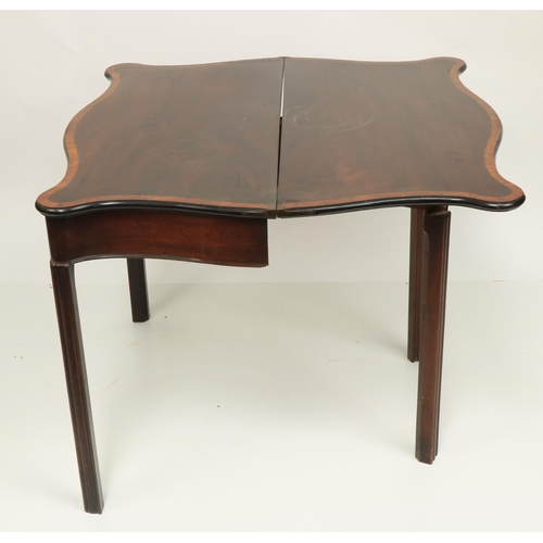 312 - A fine Irish George III period serpentine shaped inlaid mahogany fold-over Card Table, in the manner... 