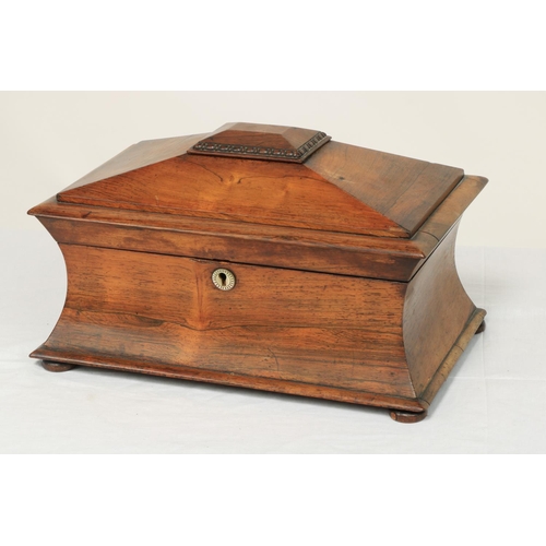 329 - A William IV rosewood Tea Caddy, of casket form with rectangular domed top with spring loaded secret... 