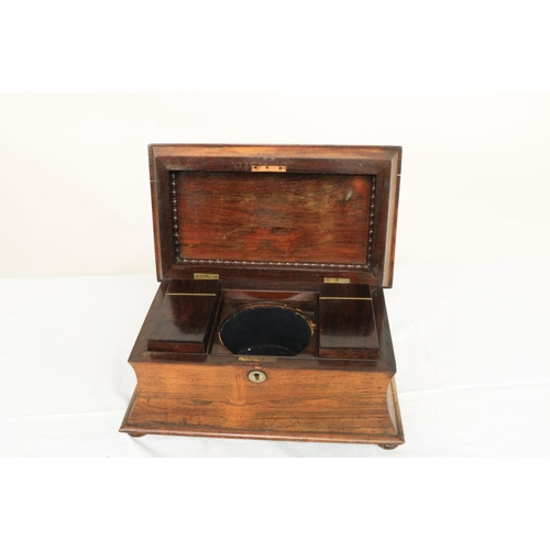 329 - A William IV rosewood Tea Caddy, of casket form with rectangular domed top with spring loaded secret... 